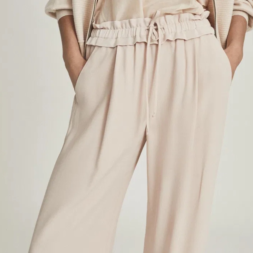 Reiss Raya Wide Leg Trouser in Blush